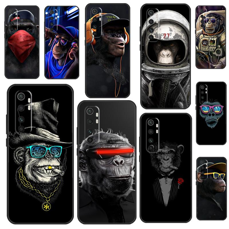 Funny Thinking Monkey With Headphone Case For POCO X3 X4 X5 F5 Pro M5s C40 F4 GT F3 Cover For Xiaomi 12T 11T Pro 12 13 Lite 12X