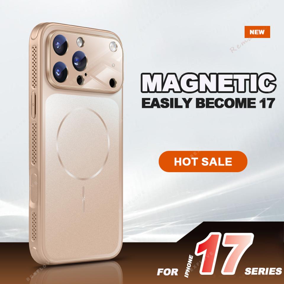 Матовый Магнитный Чехол из Стекла Corning для For Iphone 17 Air 14 1 16 12 13 Pro Max Plus Зарядка Ударопрочный Защитный Чехол