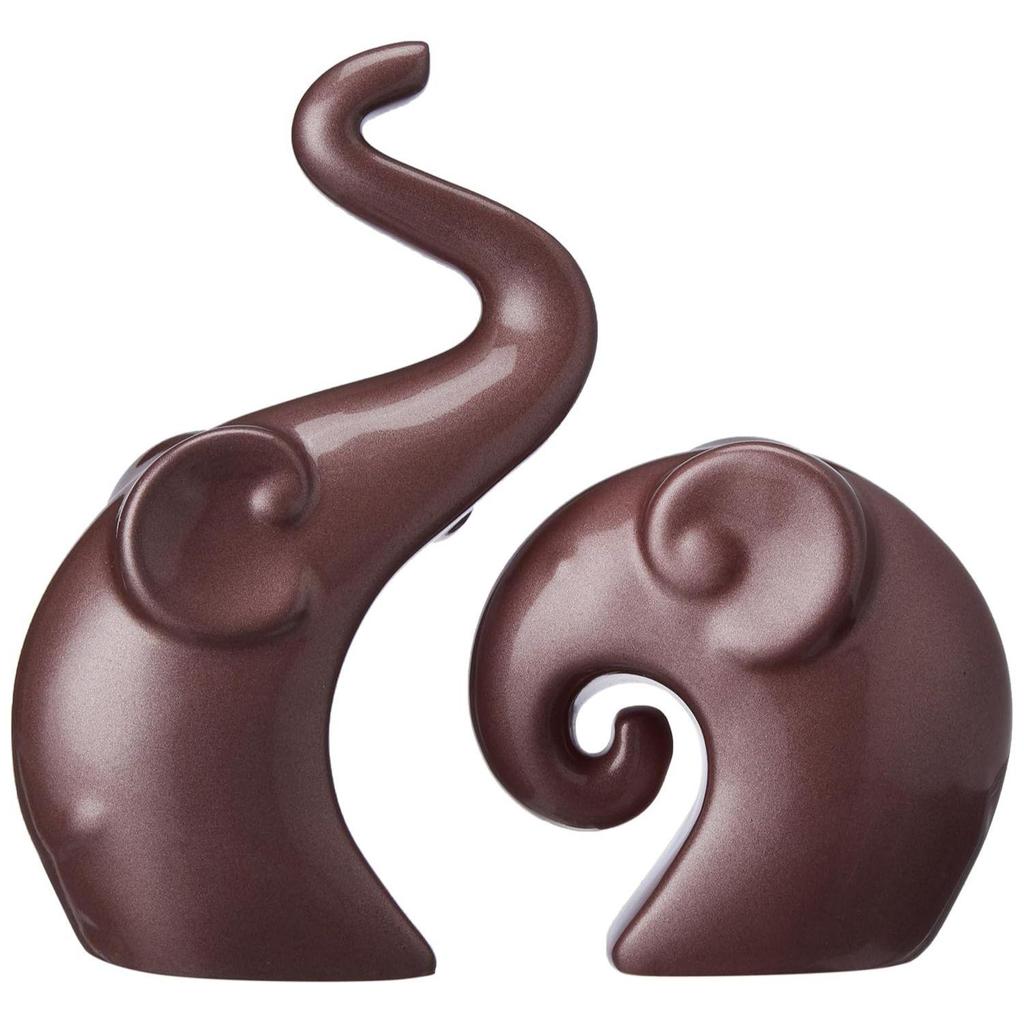 Роскошный декор для дома из розового золота Пара слонов | Керамические фигурки (Набор из 2 штук, Матовое розовое золото)