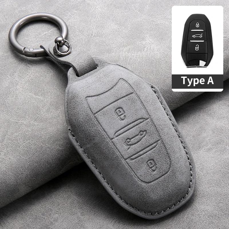Кожаный чехол-оболочка для автомобильного ключа For Peugeot 308 408 2008 3008 4008 5008 For Citroen C4 C4L C6 C3-Xr Picasso Ds3 Ds4 S5 Брелок