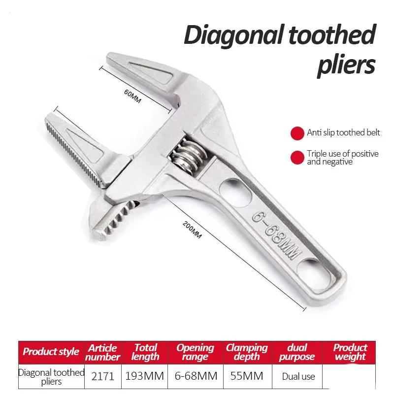 Bathroom Wrench Universal Wrench Big Opening and Toothed Anti-skid Dual-purpo for Maintaining Bathroom Facilitie