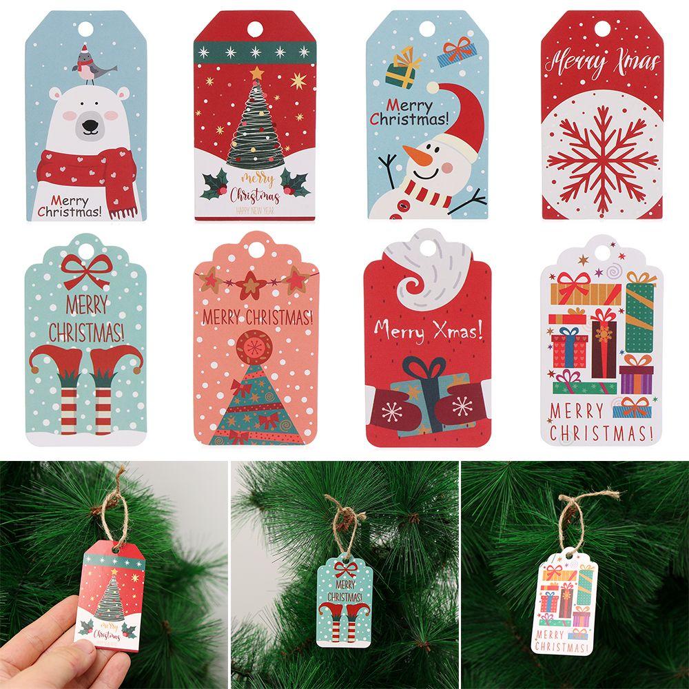 with Rope Santa Claus Gift Wrapping Christmas Paper Tags Xmas Decorations Gift Cards Hanging Label