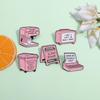 Pink Cartoon Coffee Maker Fax Machine Brooch - Creative Design Alloy Accessory for Fashion Clothes and Bags