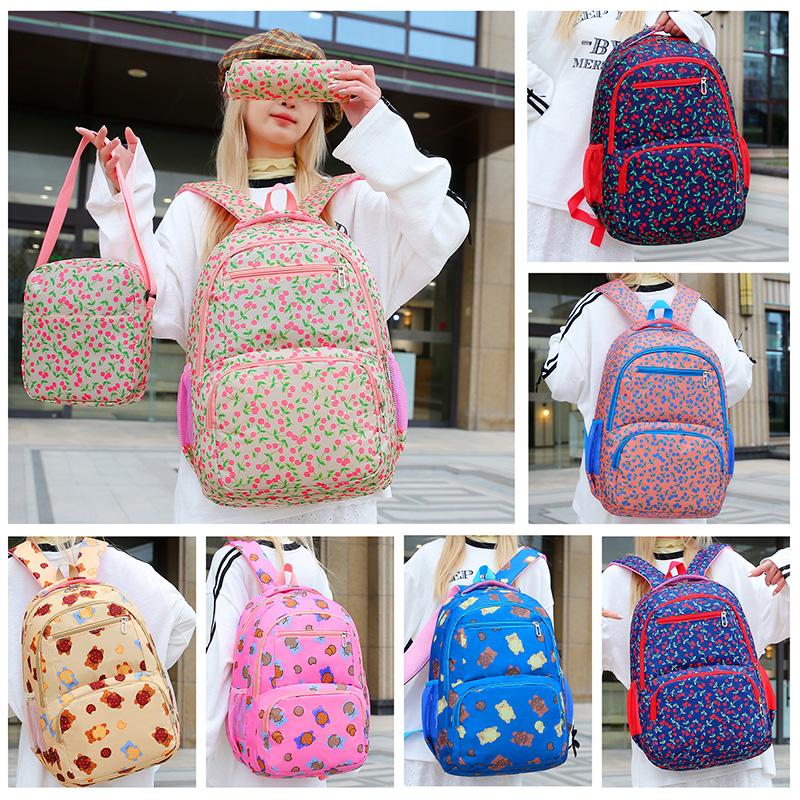Женский комплект из трех рюкзаков для учеников младших классов, школьный ранец с сумкой через плечо, сумка для ручек
