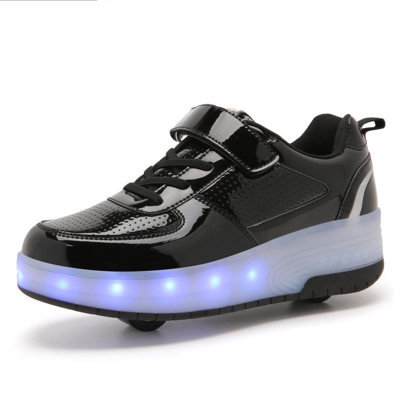 Детские светящиеся кроссовки, которые можно разобрать, двухколесный светильник с подзарядкой, легкая спортивная обувь на колесиках