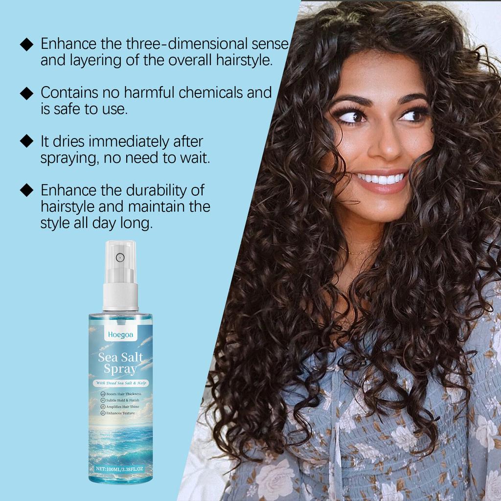 Спрей для укладки волос с морской солью Сильная фиксация Глубокое питание Легкое очищение Утолщающий Кудрявый Уменьшает сухость Поддерживает гладкость Спрей для ухода за волосами