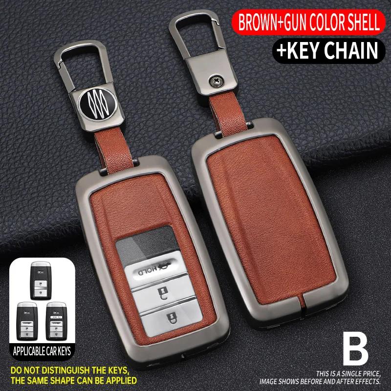 Zinc Alloy +Leather Car Key Case Cover Shell Fob For Honda Acura RLX MDX CDX TLX-L NSX RDX Holder Auto Car Keychain Accessories CC88