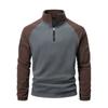 Turtleneck Fleece Men's Polar Fleece Sweatshirt Autumn and Winter Color-blocked Velvet Pullover Casual Jacket