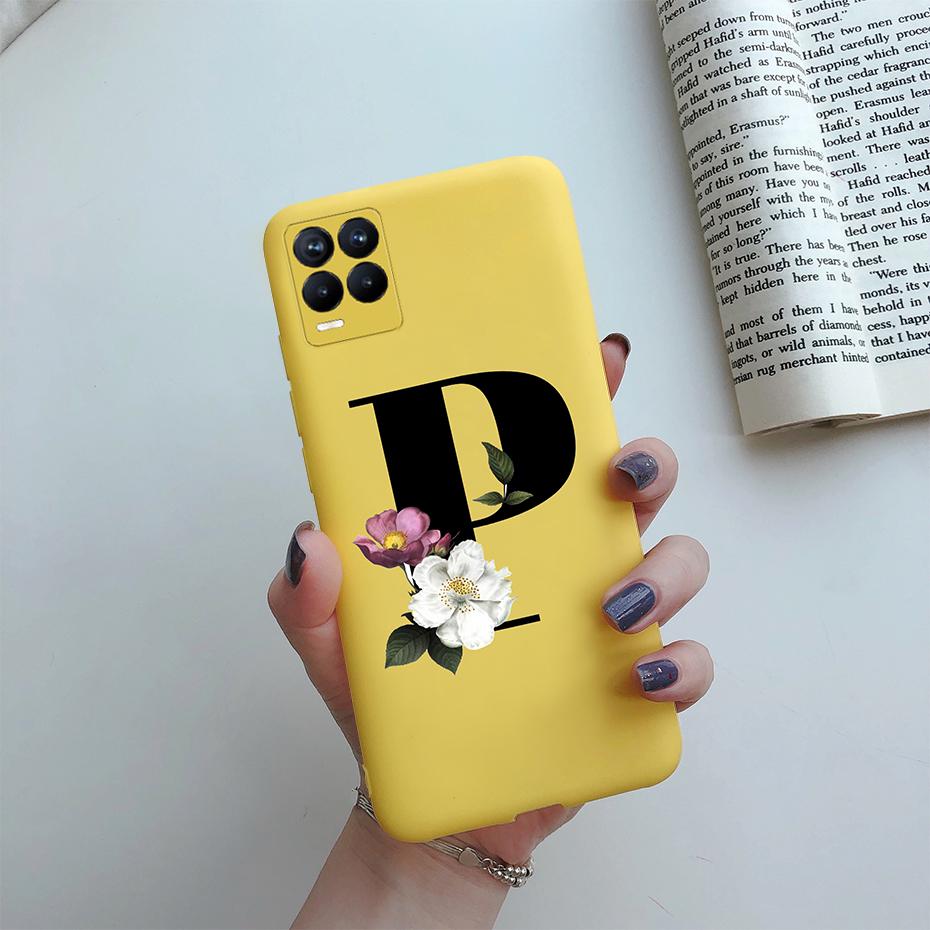 For Realme 8 Pro Case Silicon Soft Letter Monogram Flowers Phone back cover For Oppo Realme8 4G RMX3085 Realme 8 Pro Bumper Case