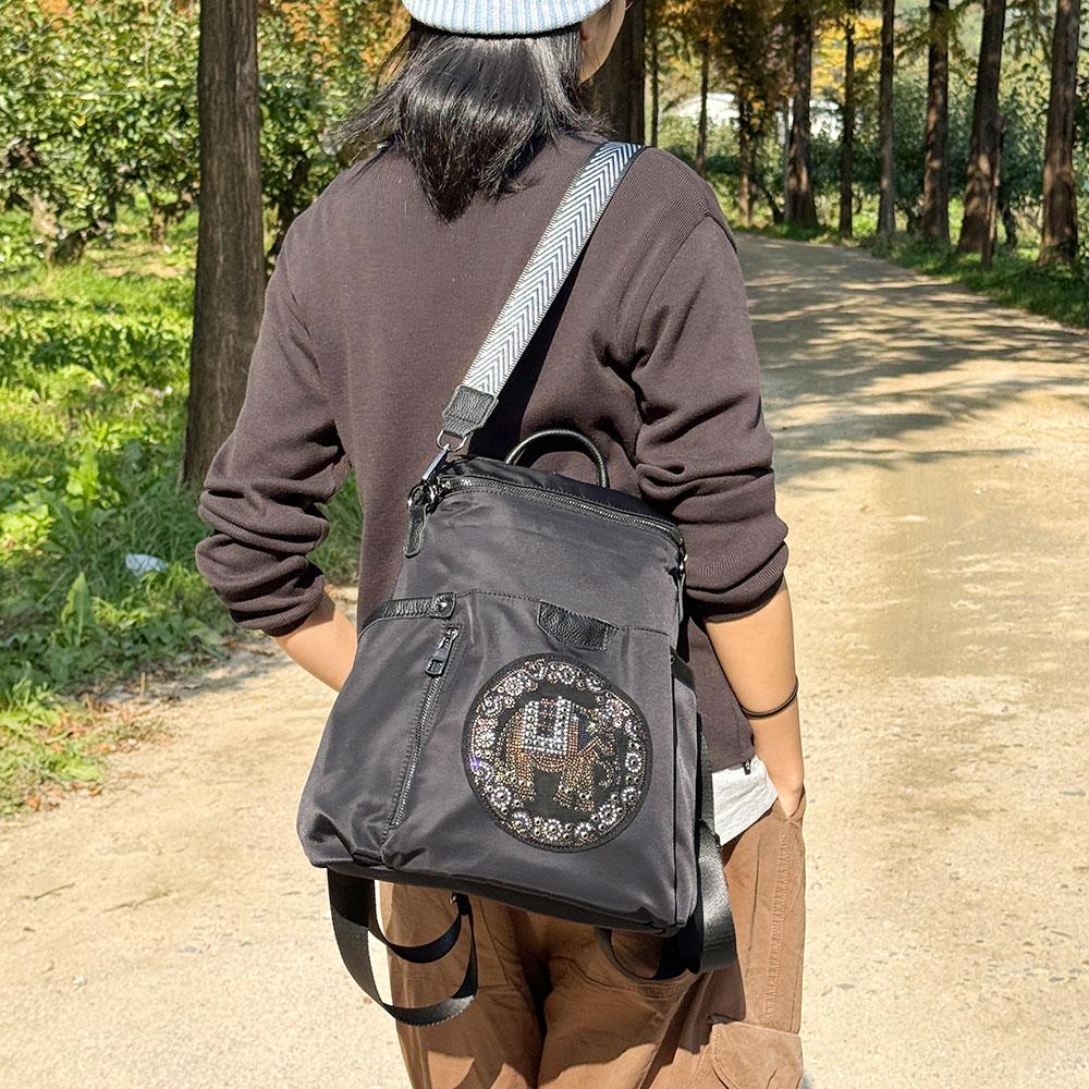 BRBAG BR_1514 Casual Cubic Elephant Black Shoulder Backpack