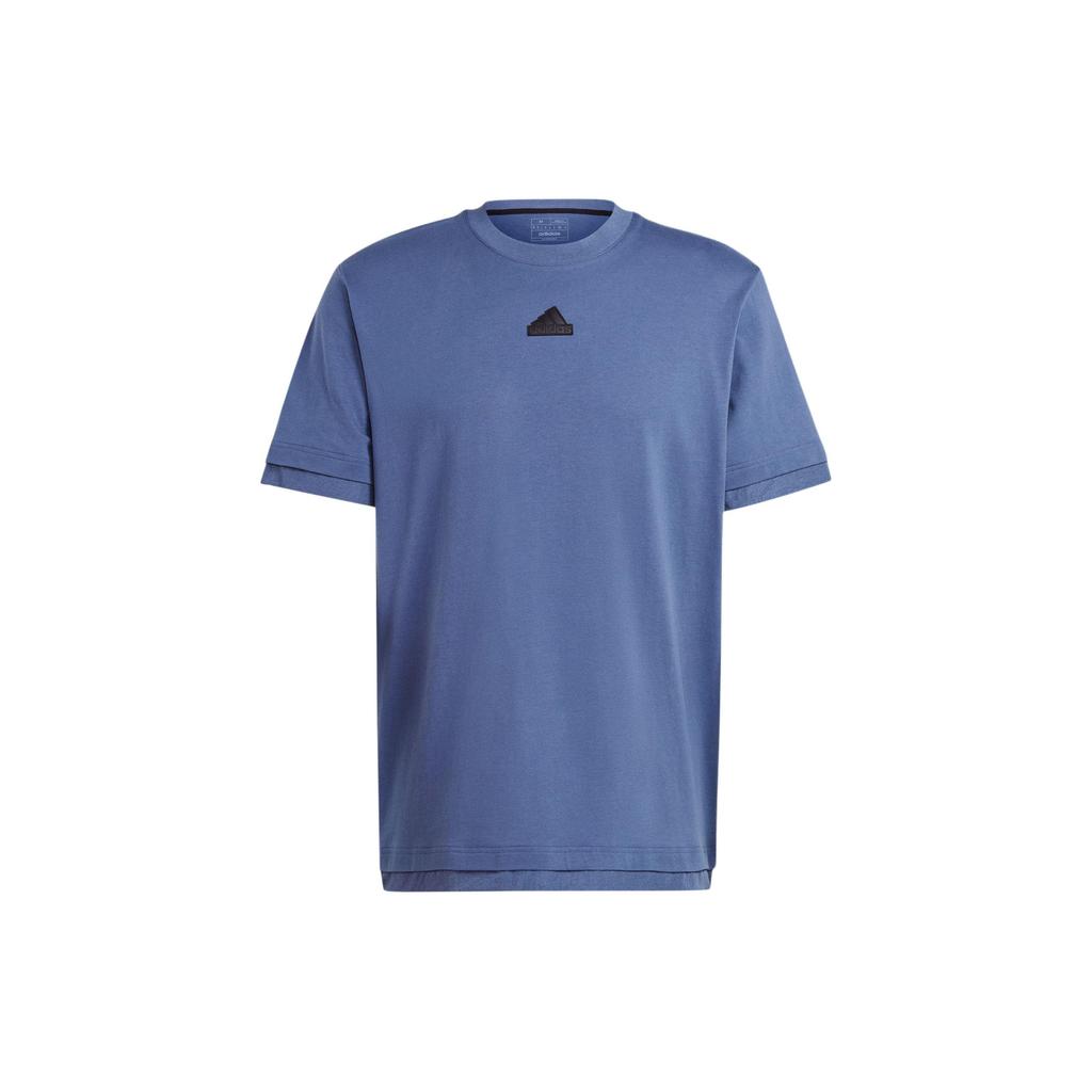 Adidas T Shirts Men's Gray Blue Crew Neck Moderate Straight Fit IR5176