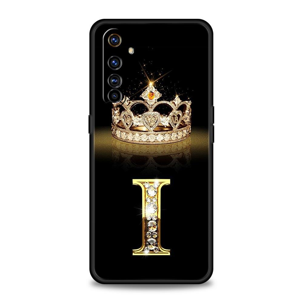 Diamond Crown Letter A For Realme GT Neo 2 3 3T Phone Case For Realme 10 9 8 5G 7 6 GT2 Pro Plus 9i 8i C21 C11 C25 C35 Cover