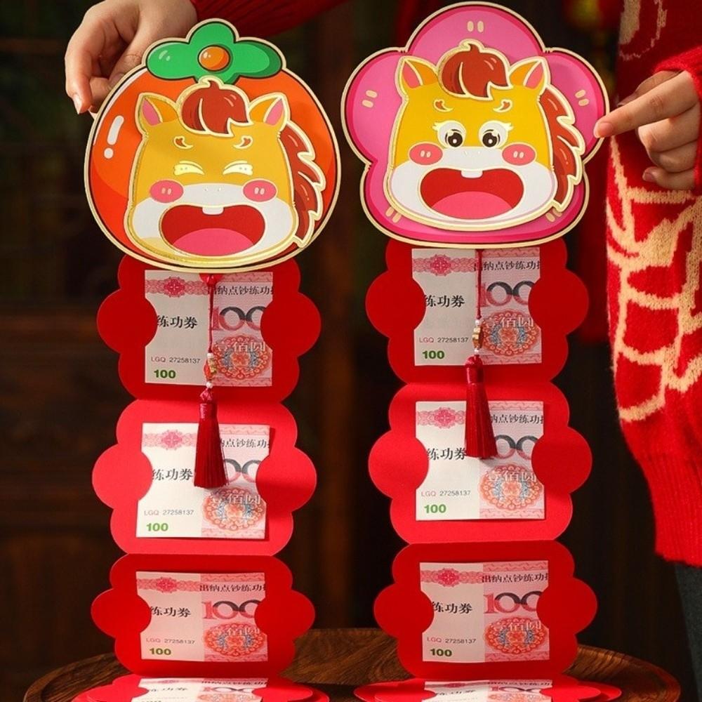 5 Card Slot Folding Red Envelopes 2026 Horse Year Lucky Red Packets Cash Envelopes  Wedding Gifts