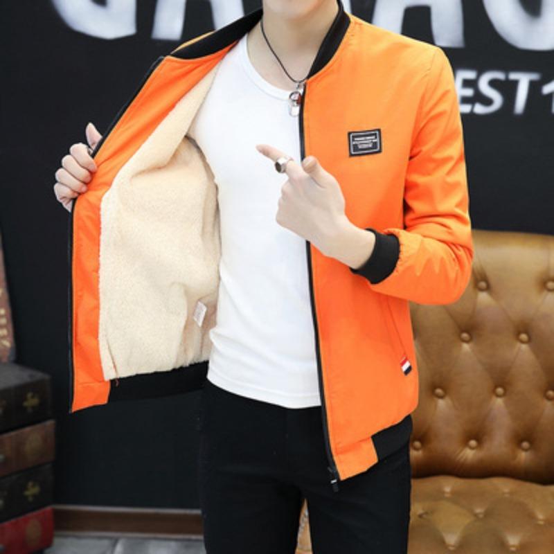 Men S Casual Fleece Lined Stand Collar Jacket Slim Fit