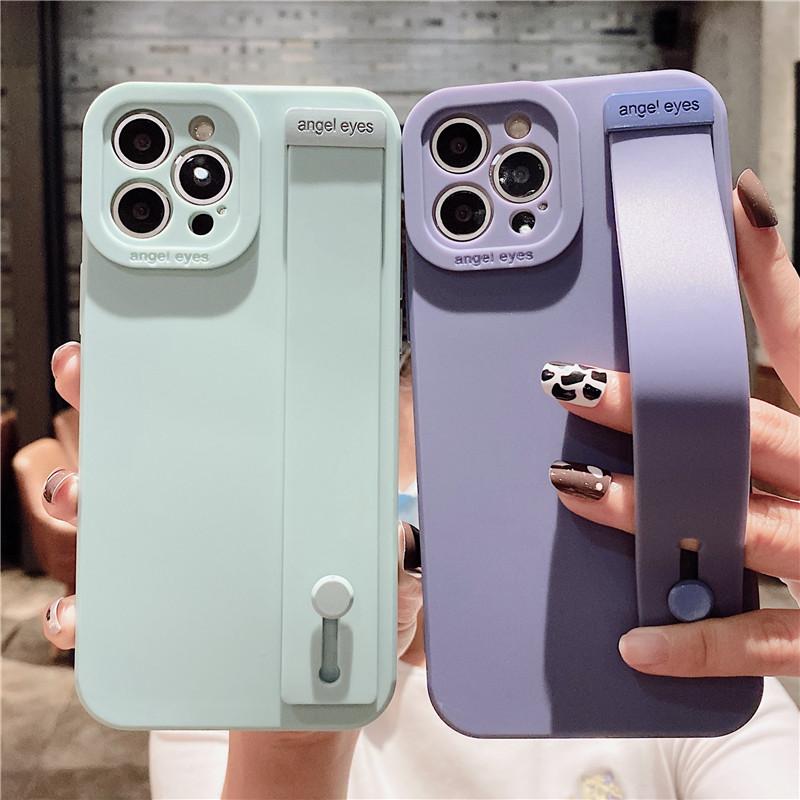 Модный винно-красный резиновый ремешок на запястье, чехол для телефона с кронштейном для Iphone 13 Pro Max 11 12 Xs X Xr 7 8 Plus, чехол на руку, мягкий бампер