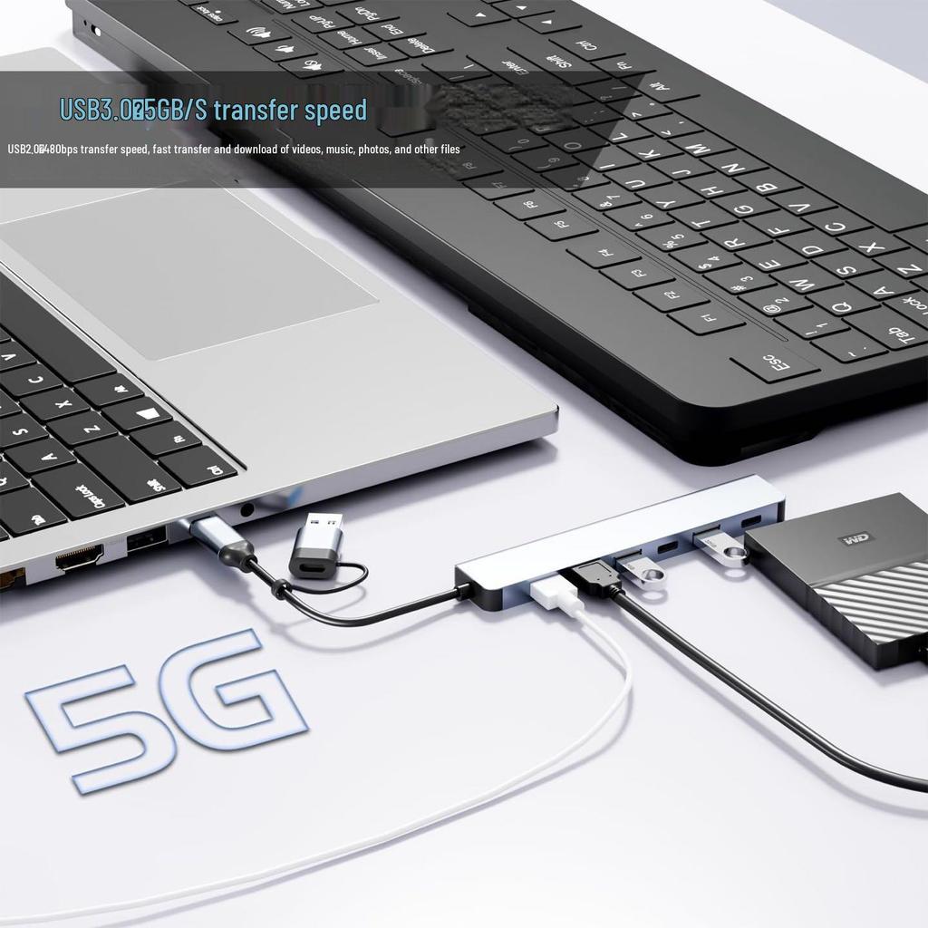 Высокоскоростной хаб расширения для ноутбука с двумя портами USB 3.0 и USB-C
