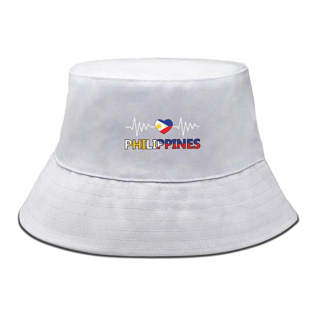 Bucket Hat With Heart Waves Philippine Flag Print , Patriotic Women's Hat Casual Candy Color Fit Beach Hat
