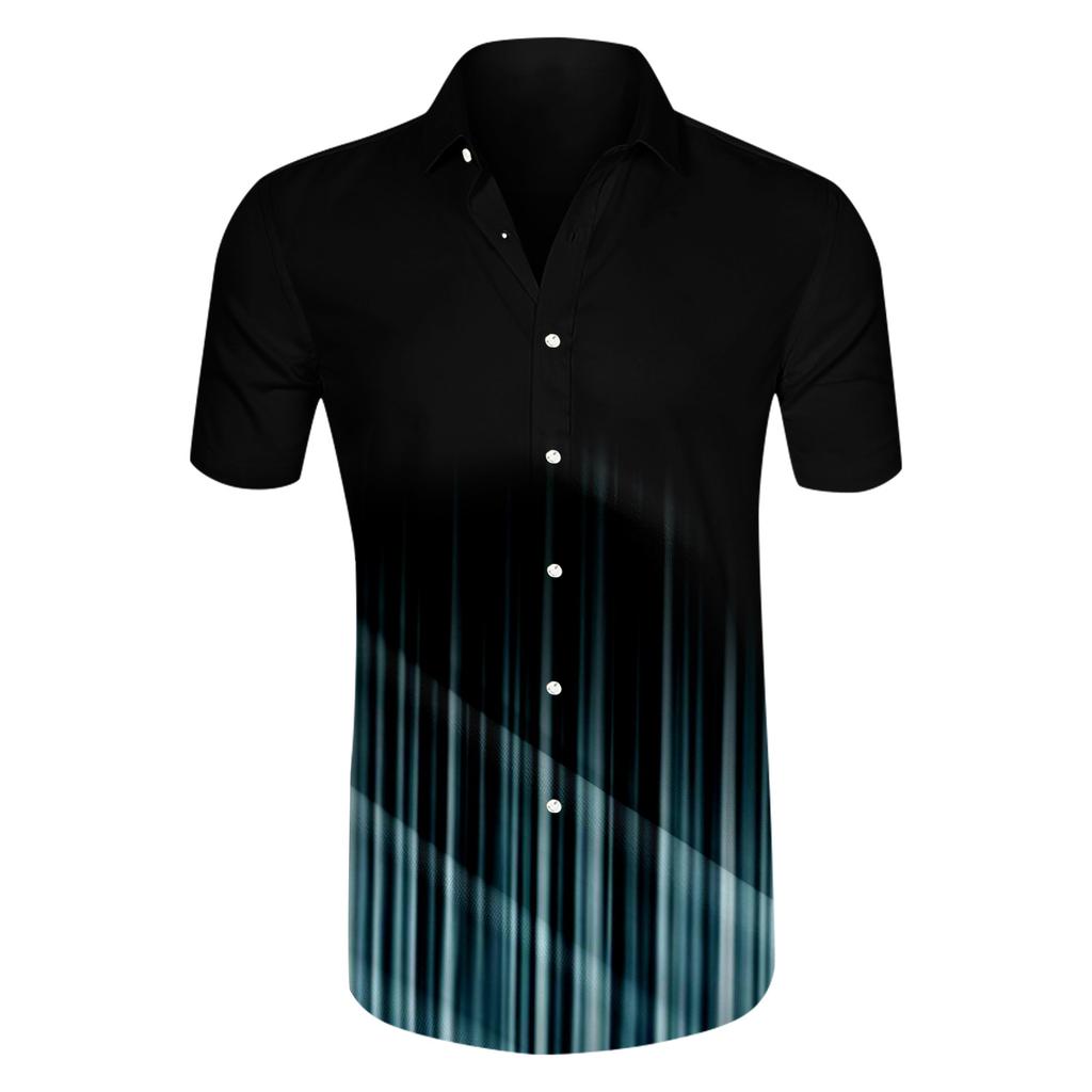 Мужская повседневная пляжная праздничная одежда с отворотом и градиентом, мужская модная рубашка
