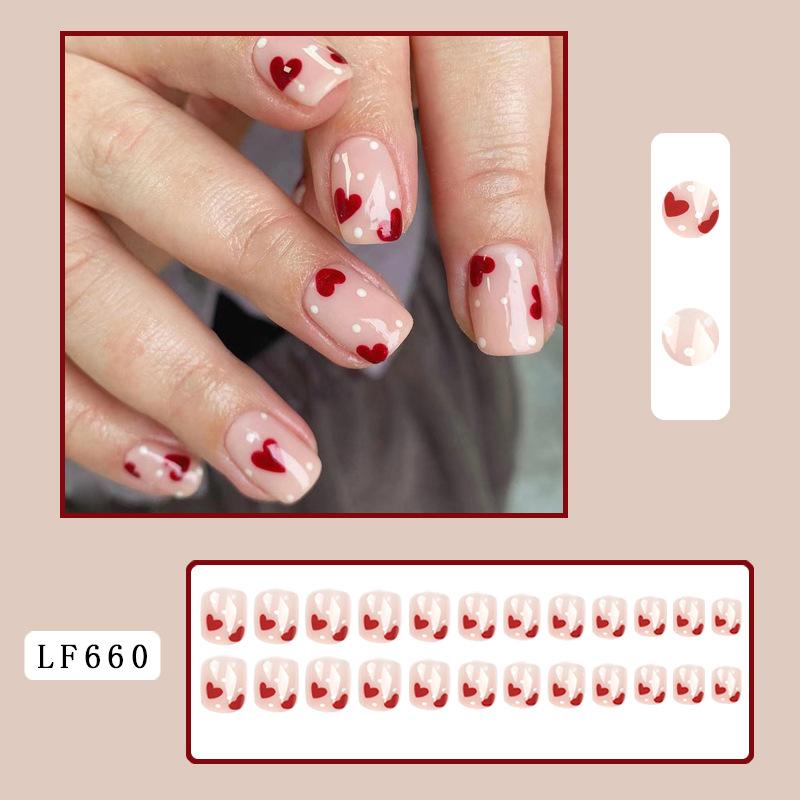 24PCS/SET Quick Nails Flower Diamond Manicure Long Ballet False Nails Waterproof Wearable Ready-made Nail Stickers