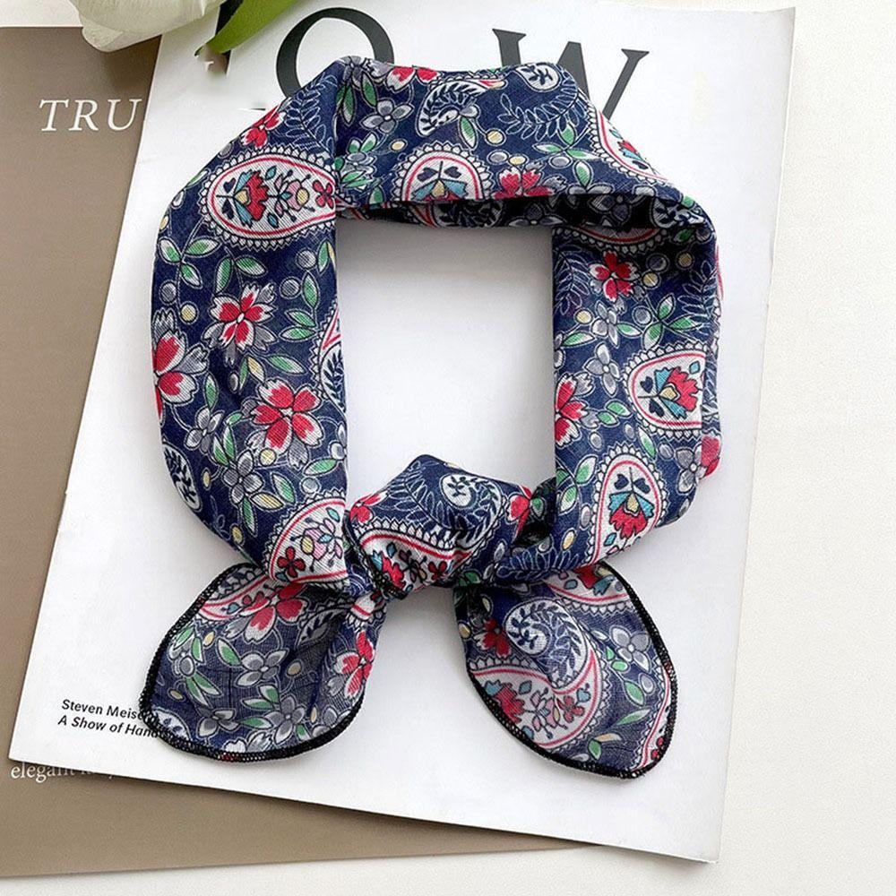 Шарфы в корейском стиле, декоративные шейные платки, квадратный платок, шелковый платок с цветочным принтом