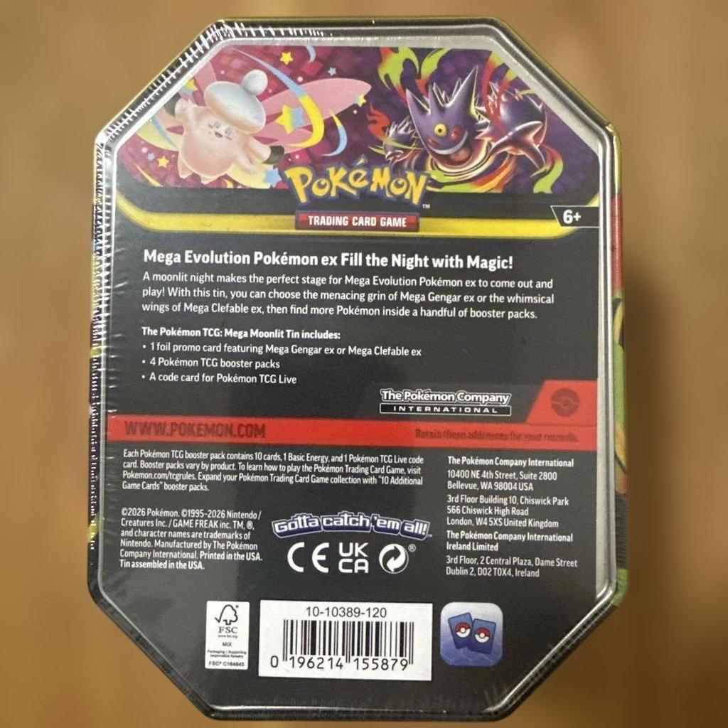 Б/у Новая и запечатанная жестяная банка Pokemon Card Mega Moonlight Overseas Edition
