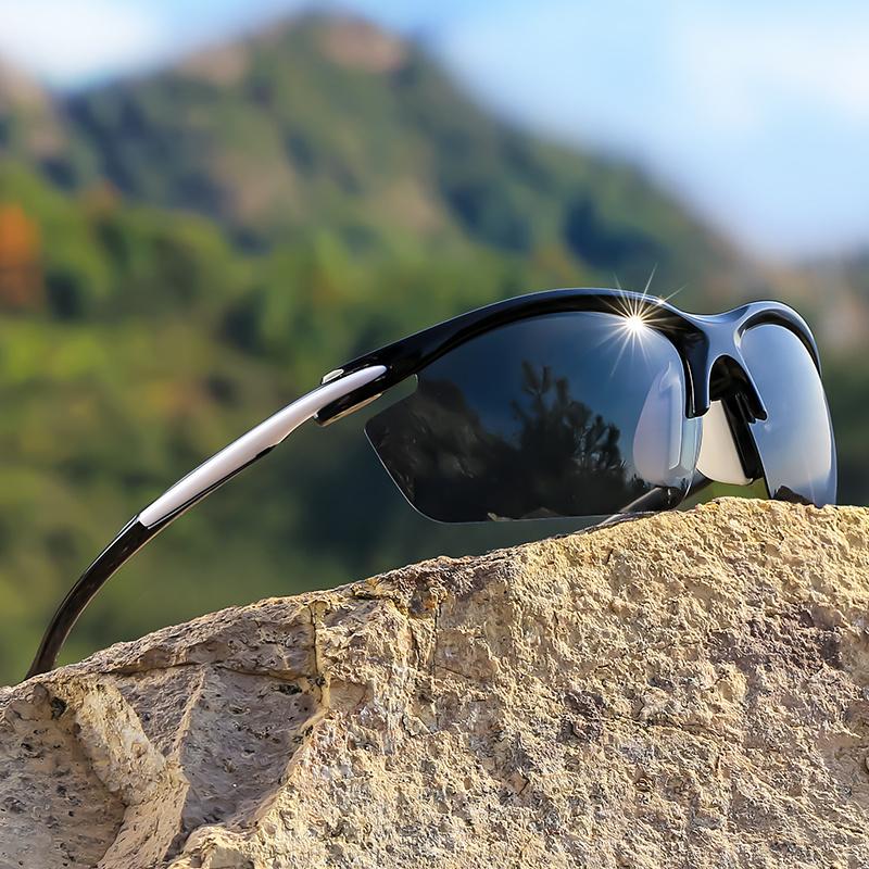 Sports Fashion Sunglasses Half-Frame Durable Pc Material Tac Lenses For Enhanced Clarity Ideal For Outdoor Activities