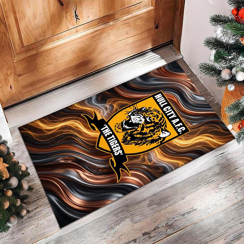 Ковер из хрустального велюра с принтом футбольного клуба Hull City, Удобный, Впитывающий влагу, Нескользящий, Ковер для пола в помещении