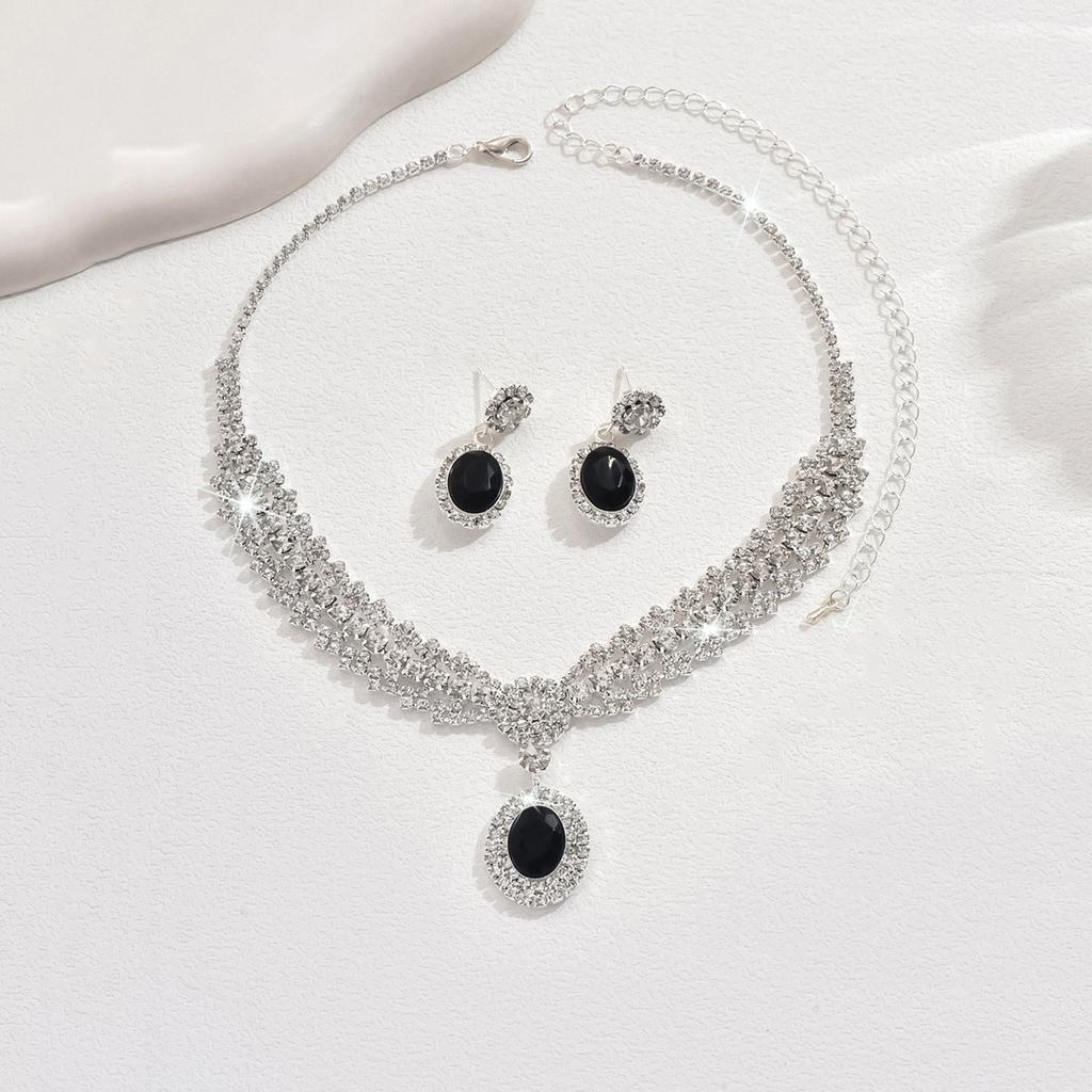 3/4pcs Bohemian Palace Style Colored Zircon Inlaid Women's Necklace Earrings Bracelet Set Party Banquet Dress with Accessories