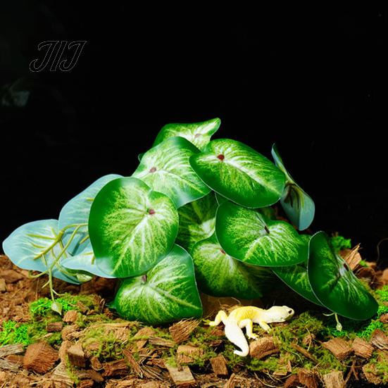 Terrarium Greenery Decor Artificial Reptile Plant, Waterproof PVC Simulation with Weighted Base, Habitat for Geckos Lizards Spiders And Scorpions