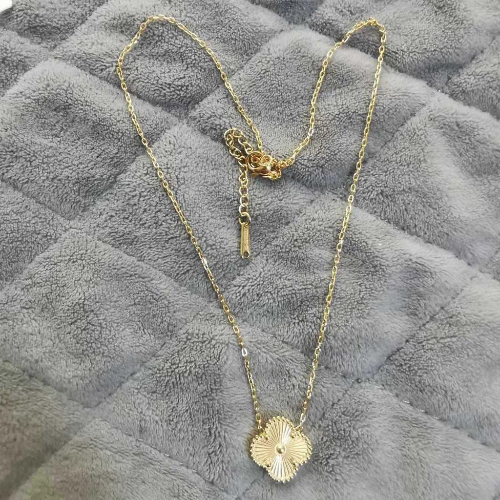 15 мм Новое двухстороннее ожерелье с четырехлистным клевером на удачу Женское ожерелье из титана 18 карат