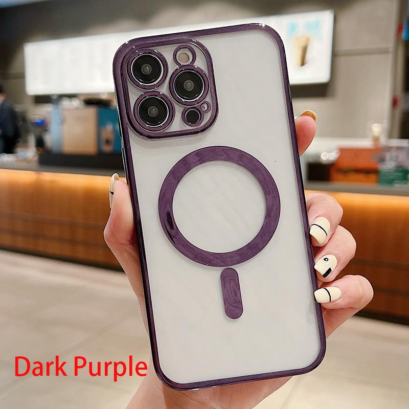 Luxury Plating Clear Magnetic For Magsafe Wireless Charge Case For iPhone 11 13 12 14 Pro XS Max X XR 8 Plus Soft Silicone Cover