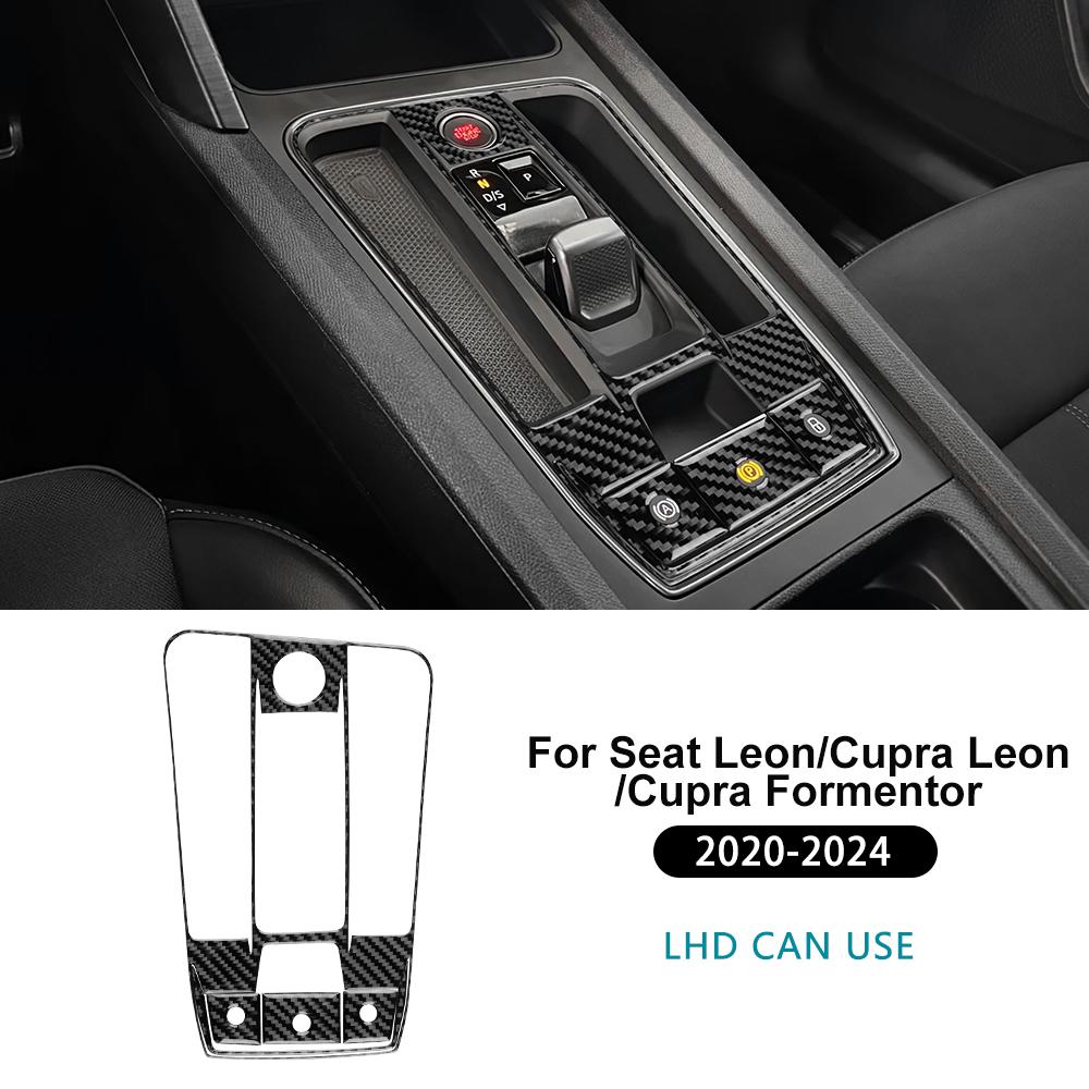 Real Soft Carbon Fiber Sticker For Seat Leon MK4 Cupra Leon Cupra Formentor 2020 2021 2022 2023 2024 LHD RHD Gear Shift Panel xb3