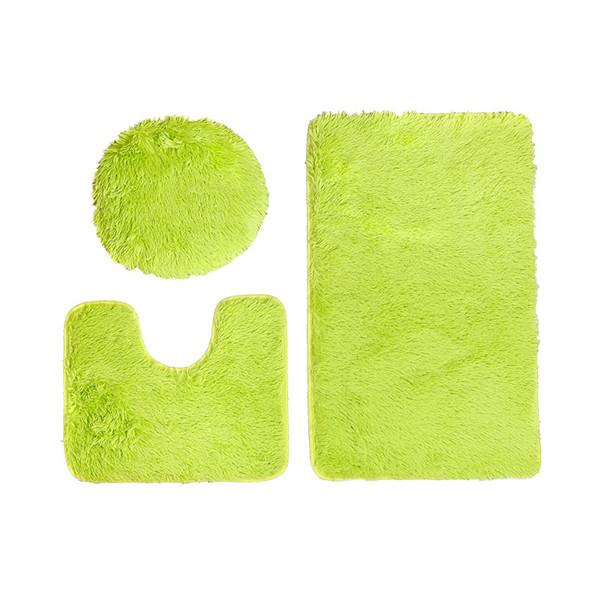 3 Pcs/set of Solid Color Bathroom Mat Set Fluffy Bristles Bath Blanket Modern Toilet Cover Blanket Set Rectangle