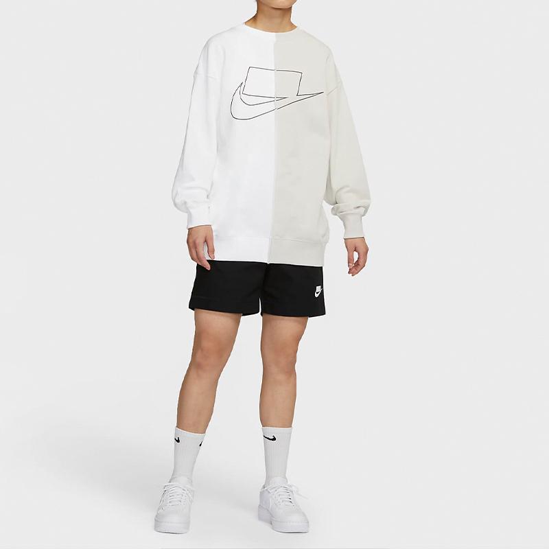 Nike Свитер с круглым вырезом и молнией сзади, женские толстовки, белый серый CZ1431-072