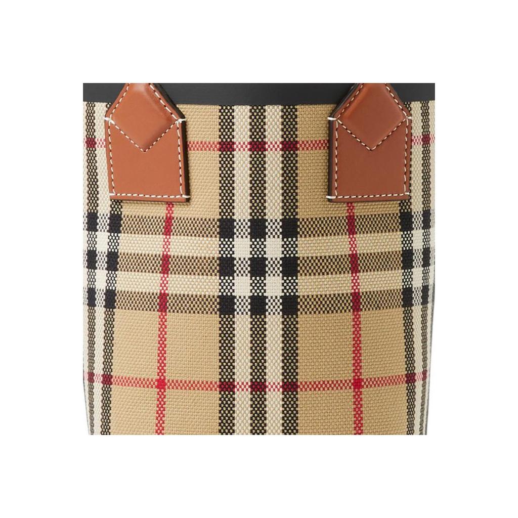 Burberry Detachable Adjustable Shoulder Strap Check Design Shoulder Crossbody Cotton Canvas Mini Bag Women handbags Brown 80704611