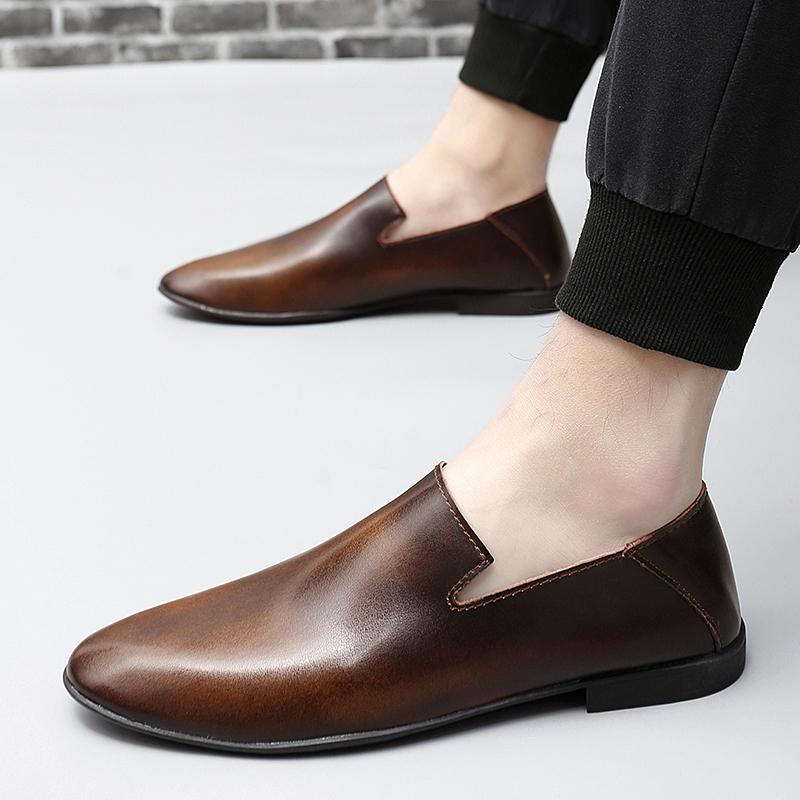 Fashion Classic Brand Men's Leather Casual Shoes High-end Banquet Dress Shoes Retro Brown Office Men's Business Work Shoes Daily Comfort