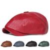 Leather Octagonal Cap Beret Men's Retro Painters Hats Newsboy Cap for Men Gatsby Hats