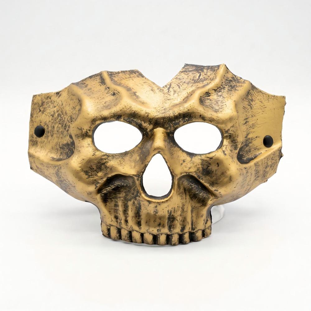 Gold Skull Mask PU Cosplay Halloween Accessory for Themed Party Music Festival Prop Carnaval Mask for Men Masque Mardi Gras Mask