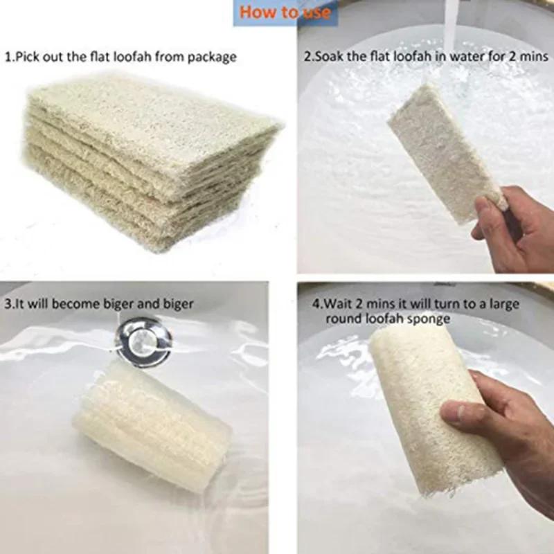Упаковка из 6 органических мочалок Loofah Spa Отшелушивающий скраб для тела из натуральной люфы Губка для мытья тела Удаление омертвевшей кожи Сделано из мыла