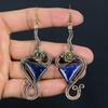 Lapis Lazuli 999 Copper Wire Wrapped Earrings, Handmade Gemstone Earrings Jewelry, Gifts For Wife Brand New Earrings