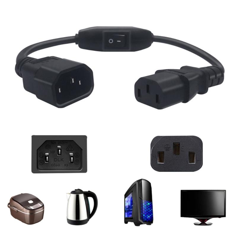 12-дюймовый кабель-удлинитель питания для компьютера в стиле PDU C14 - C13 с выключателями, 30 см / Черный кабель-удлинитель питания
