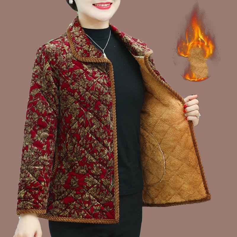 Женская осенне-зимняя теплая куртка с лацканами в стиле ретро, короткая теплая куртка с принтом и подкладкой, стеганая куртка