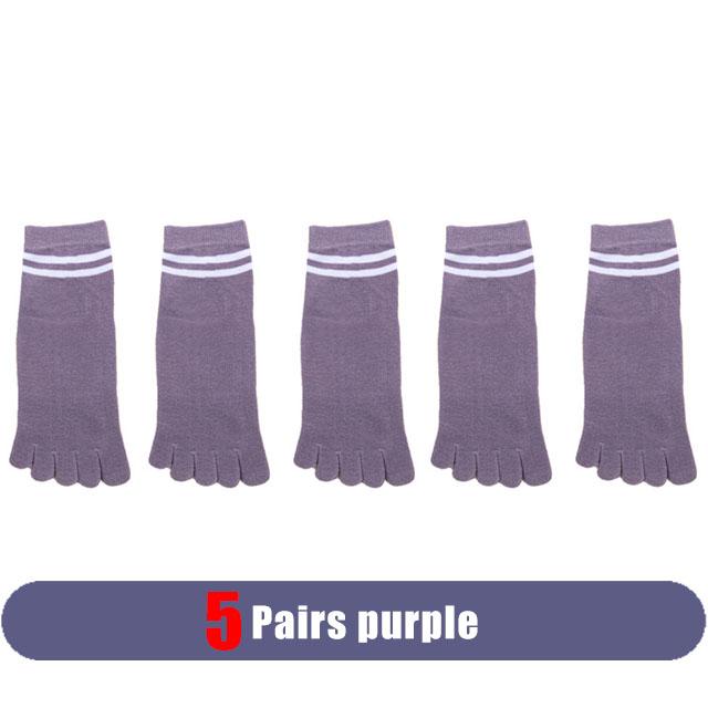 1/5 Pairs Toes Short Socks Woman Girl Cotton Striped Solid Breathable Soft Elastic Invisible Socks 5 Finger Socks Harajuku