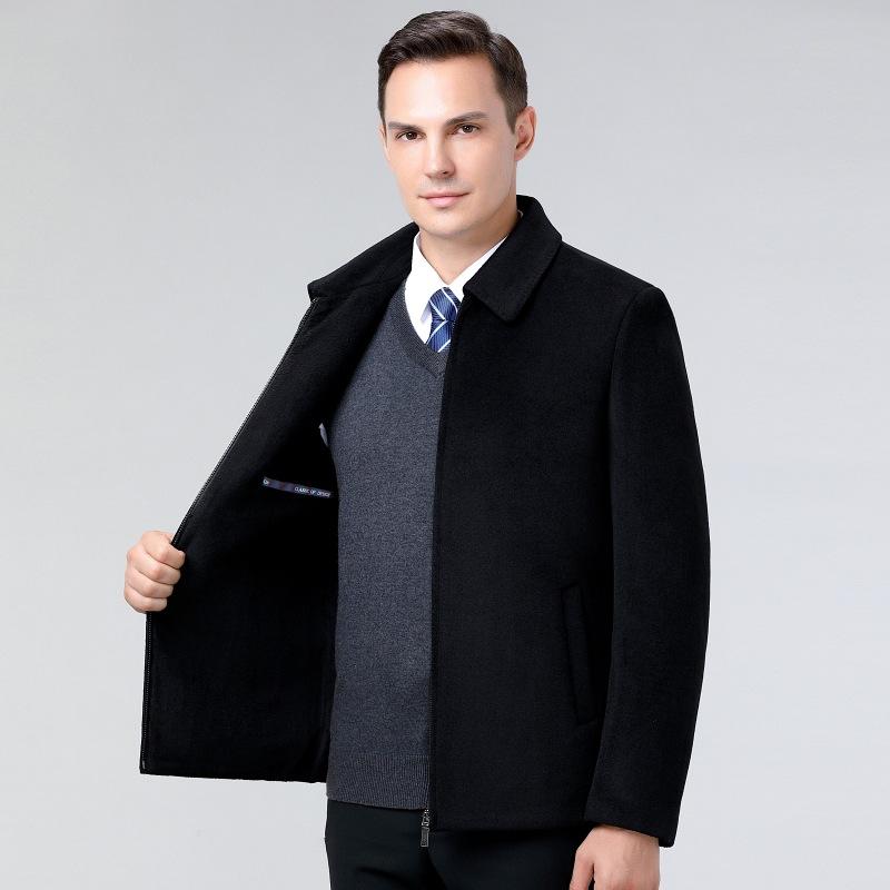 Middle-aged and Elderly Dad Men's Double-sided Woolen Coat Grandpa Winter Coat Windbreaker Autumn and Winter Down