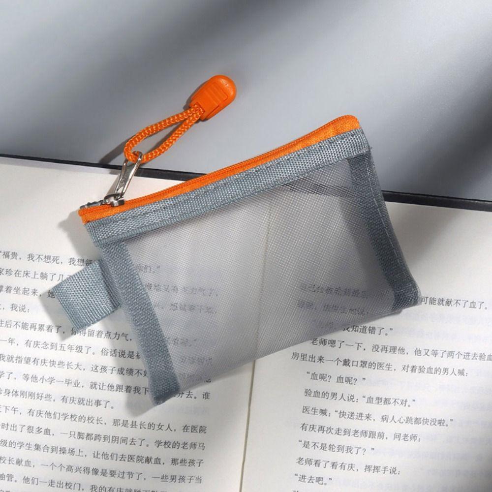 Change Storage Bag Mesh Zipper Bag Cosmetic Bag Small Item Bag Clear Mesh Bag Card Bag Data Cable Storage Bag