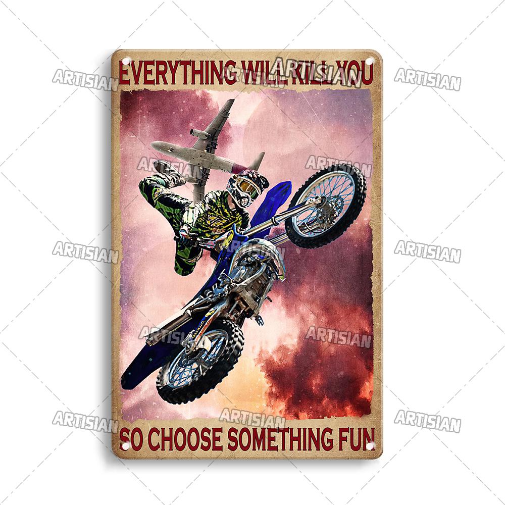 Retro Motorcycle Metal Tin Sign Classic Metal Plaque Man Cave Garage Wall Decorative Rusty Metal Sign Industrial Decor