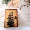Кожаный журнал ручной работы в винтажном стиле, кожаный дневник с принтом лодки, блокнот, дневник снов, журнал для записей, скетчбук с рваными страницами.