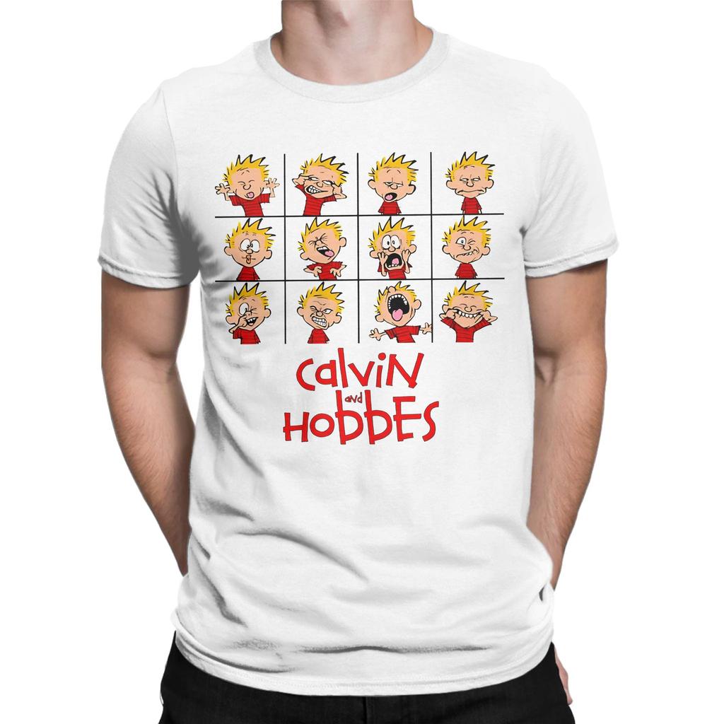 Calvin And Hobbes Expressions American Comic Graphic 100 Cotton Tshirt Calvin Tees Tops For Unisex