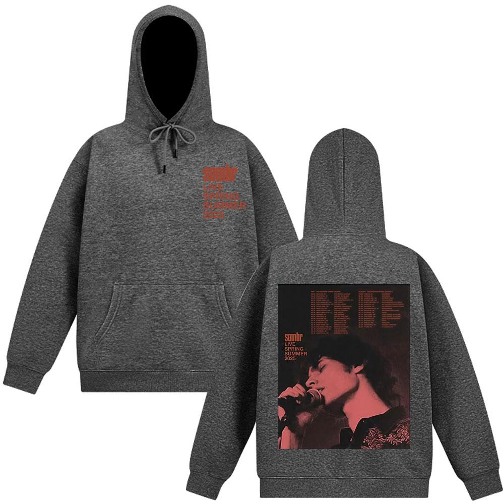 Толстовка Sombr Merch LIVE 2025 Tour Мужская Женская С Длинным Рукавом Хип-хоп Пуловер Осень и Зима Харадзюку Винтажная Свитшот Подарок для Фанатов