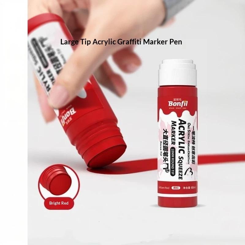 1Pcs 3Cm Jumbo Felt Tip Acrylic Paint Markers Graffiti Jumbo Colored Markers For Rock Painting Stone Ceramic Glass Wood Canvas